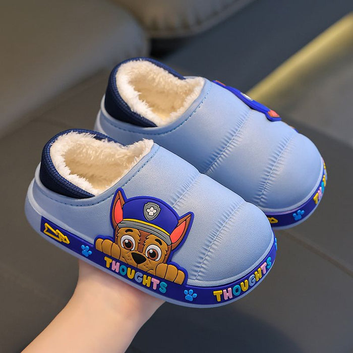 Wholesale Children's Cotton Slippers with Heels Warm and Plush Waterproof Furry Baby Cotton Shoes for Small and Medium-sized Children JDC-SP-Langd002