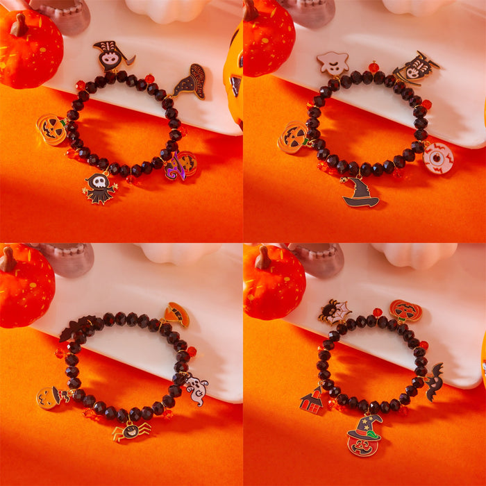 Wholesale Halloween Bracelet Pumpkin Spider Crystal Beaded Bracelet Holiday Accessories