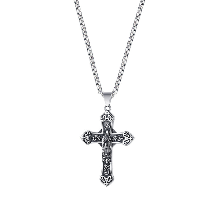 Wholesale Stainless steel street retro classic cross pendant necklace