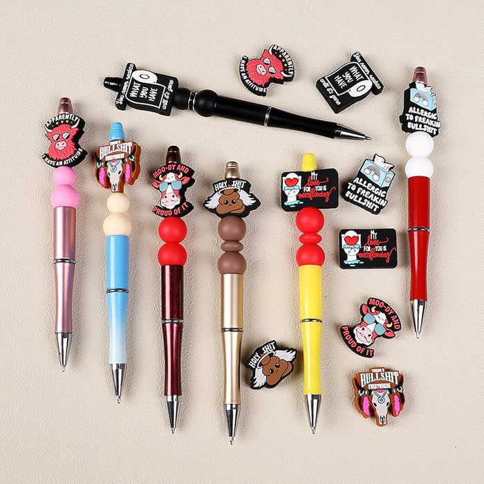 Wholesale 20pcs Silicone beads for children,  food grade,  English alphabet beads,  silicone beads for pen accessories