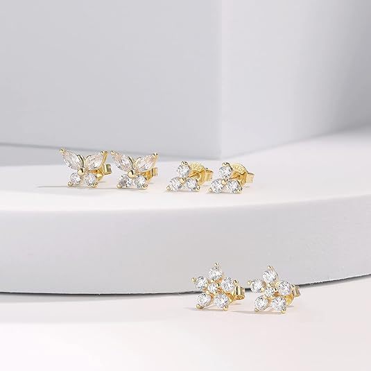 Wholesale Minimalist Crystal Butterfly Earrings with Golden Geometric Earrings