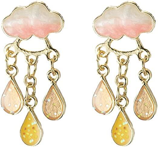 Wholesale cloud raindrop earrings silver needle cute tassel high-grade drop oil women's ear pin