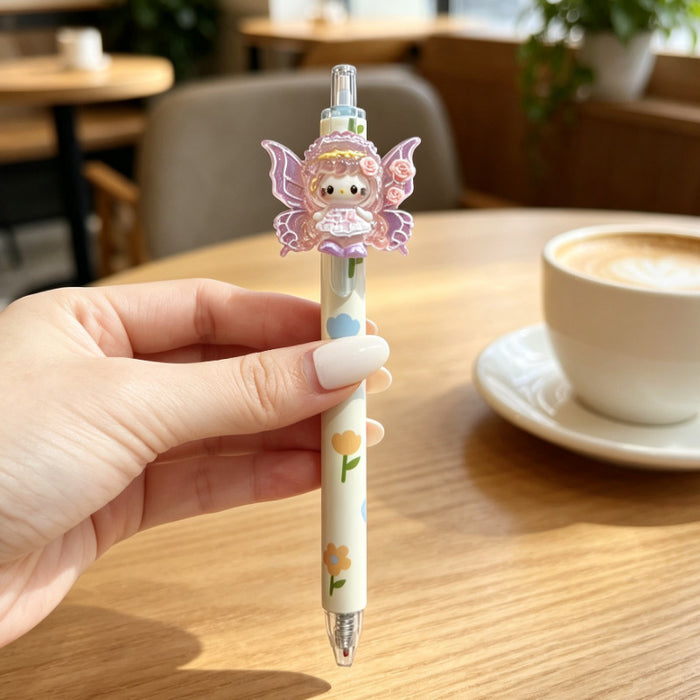 Wholesale Trendy Cartoon Press Pens with Angel Wings Design Cute Office Writing Supplies Gift Idea