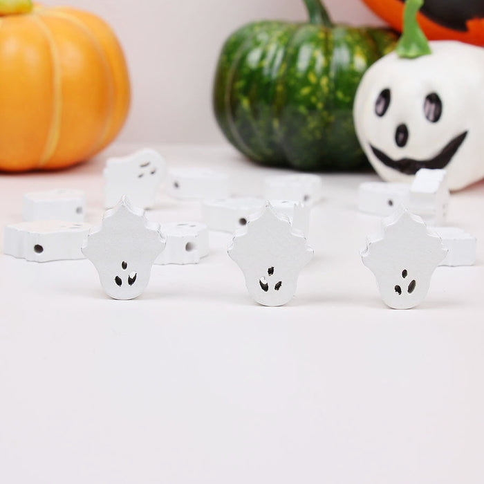 Wholesale 50PCS Halloween Cat Eyes BOO Colored Wooden Beads JDC-BDS-TianYue012