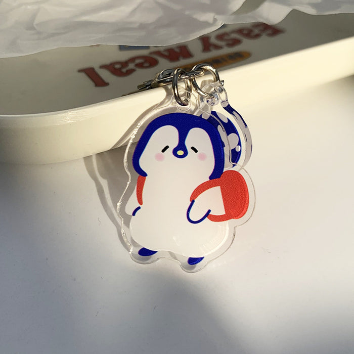 Wholesale Cartoon Cute Penguin Diary Acrylic Keychain Jewelry Pendant