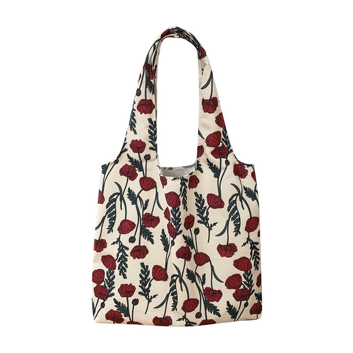 Wholesale Vintage oil painting flower canvas bag, one shoulder hand-held large capacity vest bag