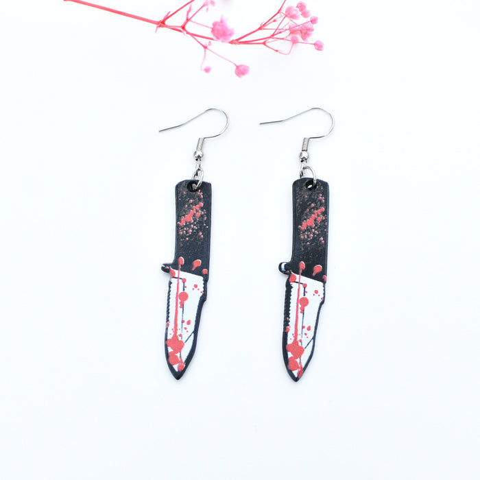 Wholesale Halloween sword knife scissors axe dagger stainless steel earrings