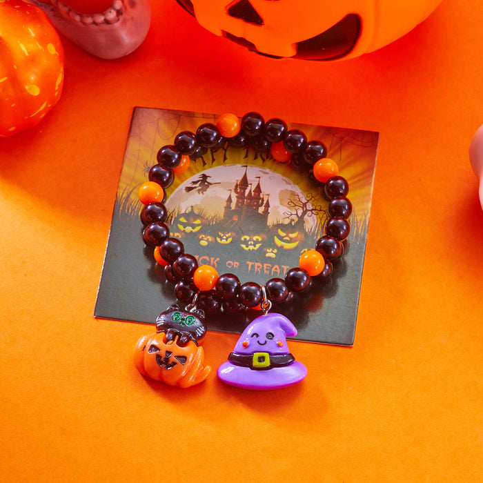 Wholesale  Pumpkin Cat Couple Bracelet Versatile Ghost Bat Explosion Crystal Bracelet