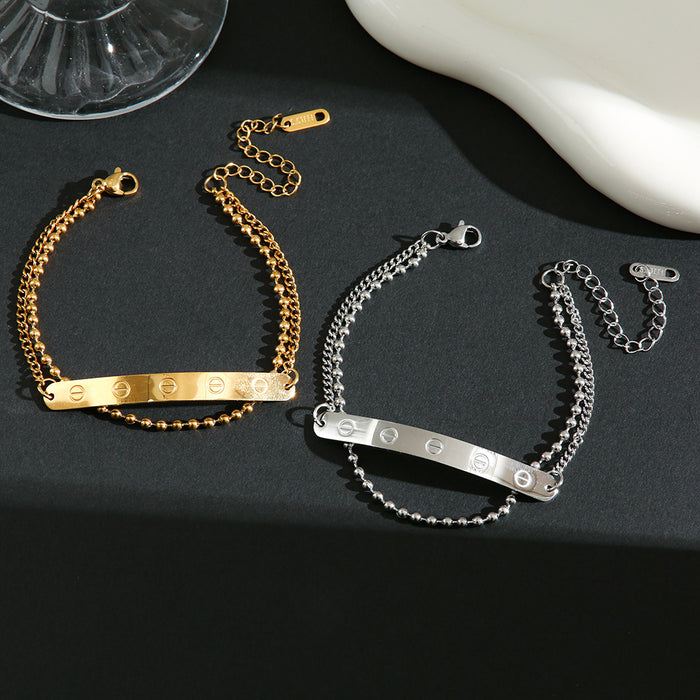 Wholesale New minimalist luxury titanium steel bracelet with high-end feel electroplated gold jewelry