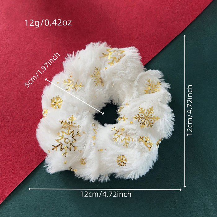 Wholesale Christmas snowflake plush hair ring gold-stamped high elastic hair rope female autumn and winter style hair rope holiday hair accessories