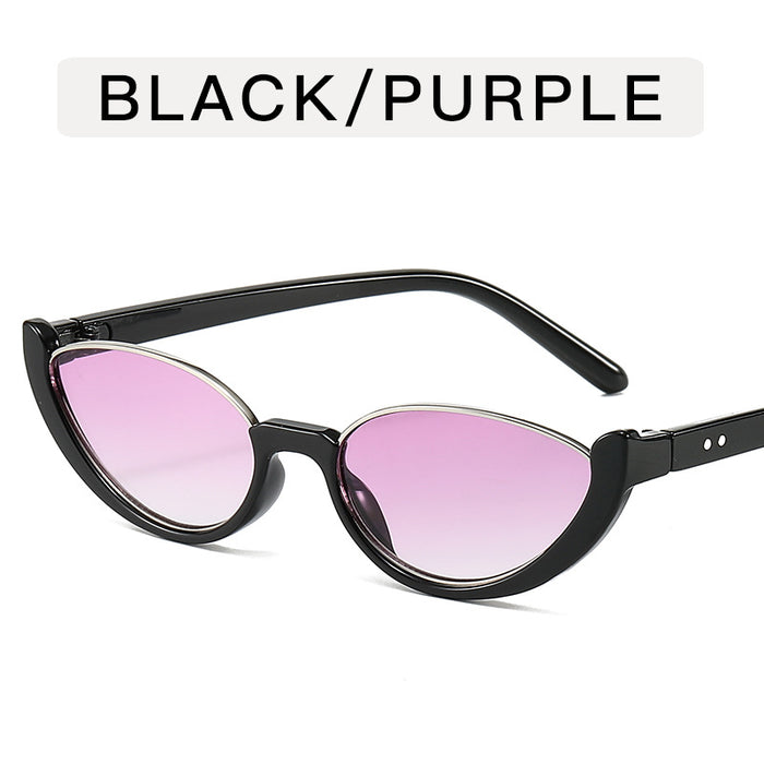 Wholesale Cat eye half frame sunglasses, niche retro glasses, fashionable and personalized sunglasses