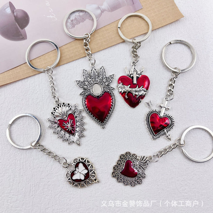 Wholesale Gothic style dark keychain pendant metal heart hot girl style palm bag cross pendant
