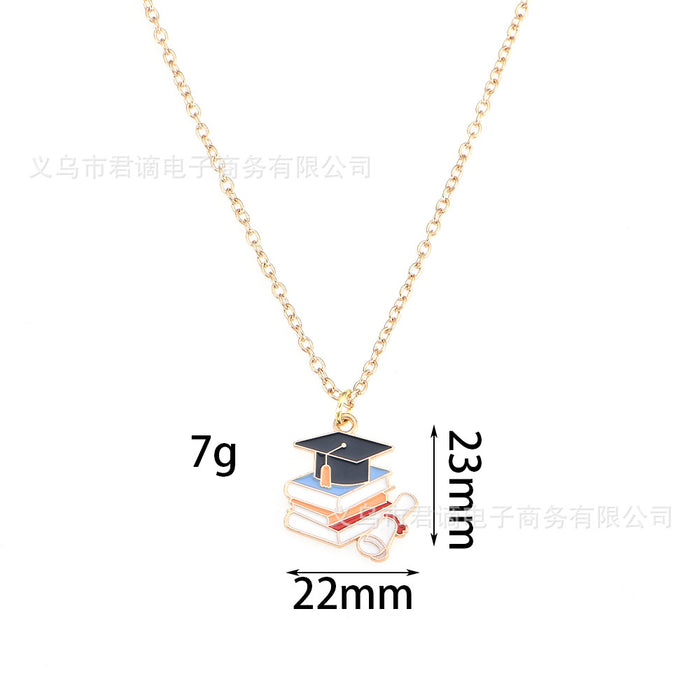Wholesale jewelry bachelor hat necklace alloy oil drop niche clavicle chain