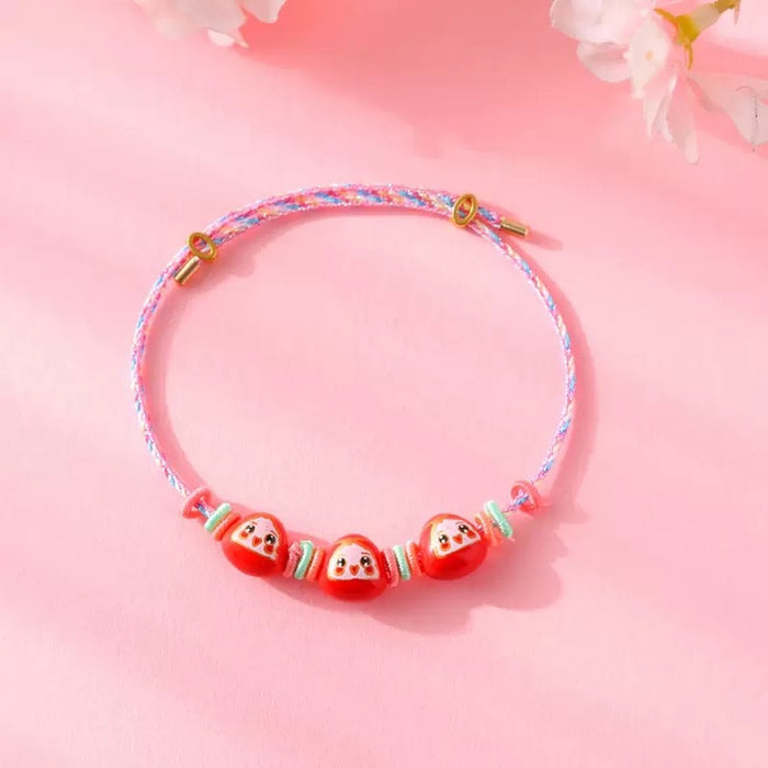 Wholesale Colorful Rope Pink Handmade Woven Bracelet Niche Exquisite  Children' s Cute Accessories