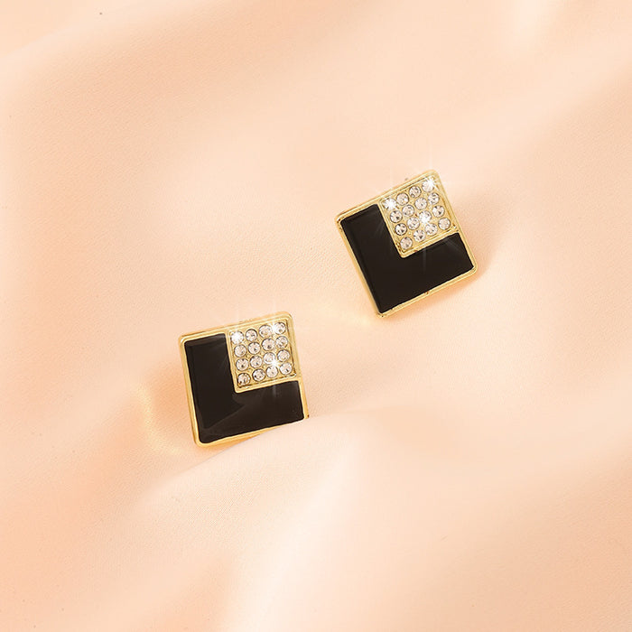 Wholesale Minimalist earrings, fashionable and niche silver needle geometric square earrings, temperament earrings, versatile earrings, earrings, pendants