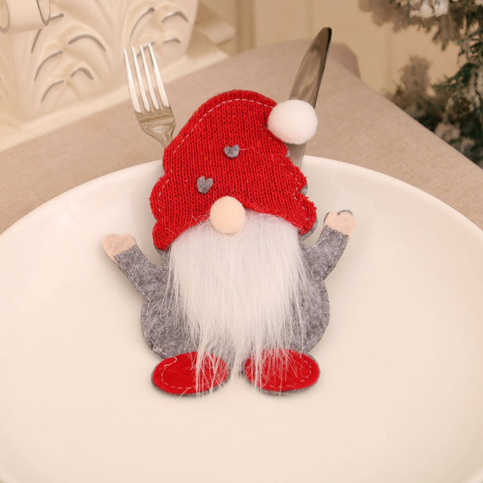 Wholesale dwarf knife and fork set for the old man without face Rudolph tableware set Christmas hotel table decoration supplies