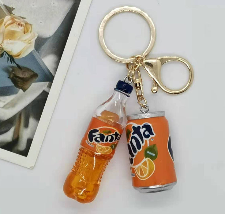 Wholesale simulation Coke  beverage bottle can combination key chain bag car key chain pendant gift