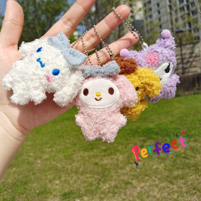 Wholesale New cute cartoon plush doll brooch curly hair decorative doll pendant