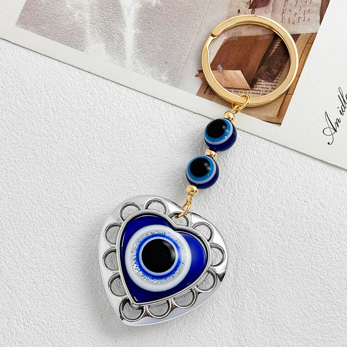 Wholesale Brilliant Diamond Blue Eyes Devil' s Eye Tassel Keychain Accessories Bag Pendant