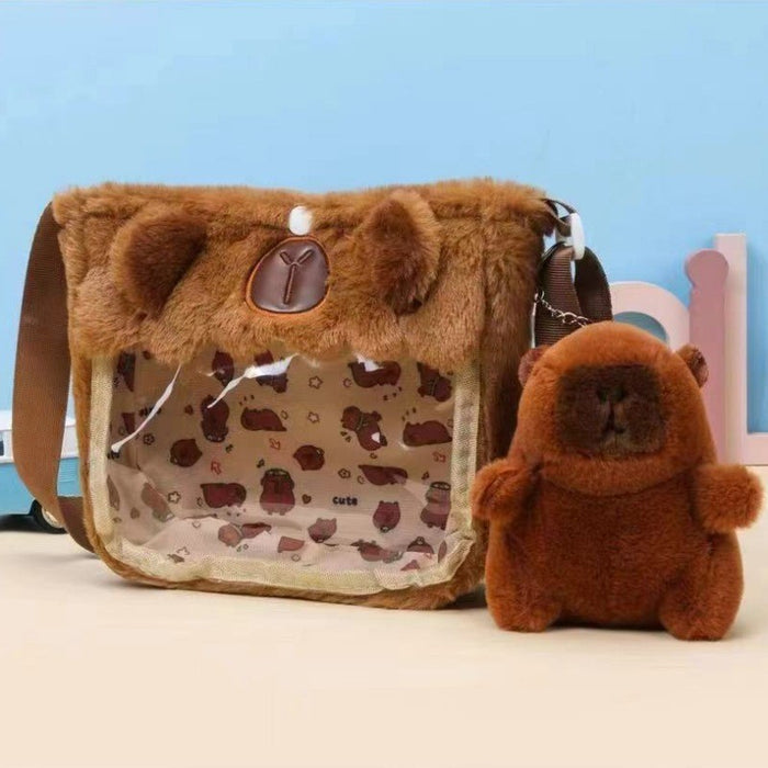 Wholesale Cute transparent PVC cartoon doll crossbody bag, personalized shoulder bag