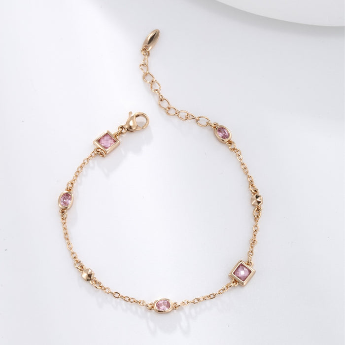 Wholesale Geometric Square Oval Pink Gemstone Bracelet JDC-BT-XP006