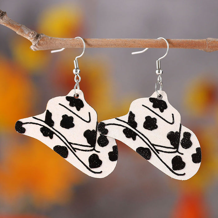 Wholesale Creative earrings western cowboy tribal style earrings cow pattern cowboy hat earrings fashionable women' s accessories