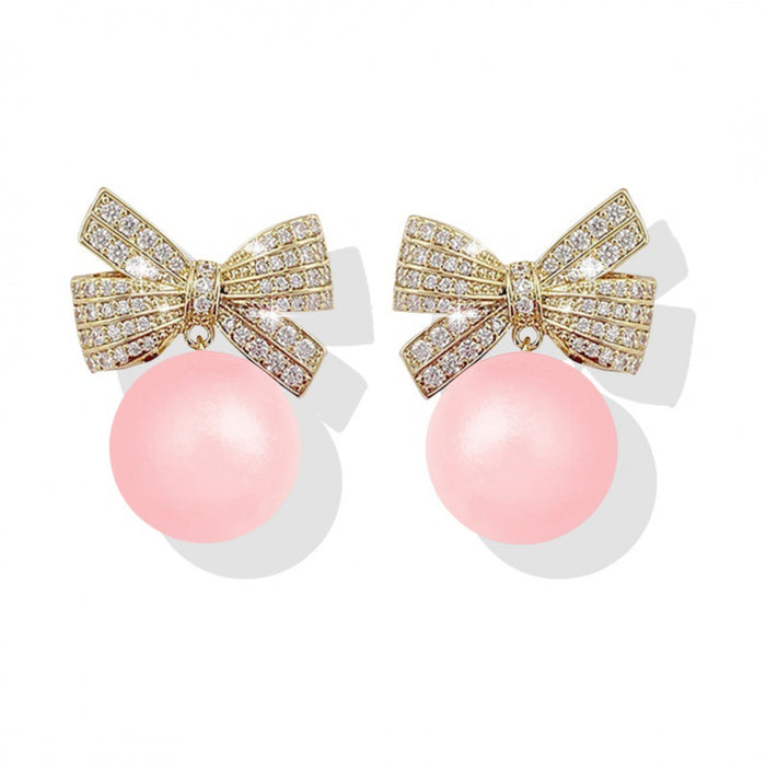 Wholesale Silver needle red pearl studded diamond earrings, niche design, light luxury earrings wholesale