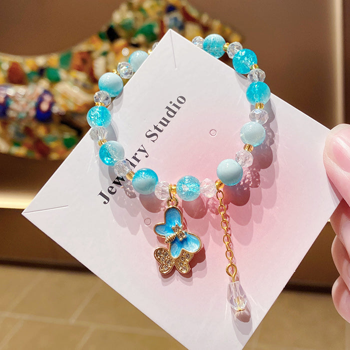 Wholesale Purple Floral Butterfly Bowknot Bracelet for Little Girls MOQ≥3
