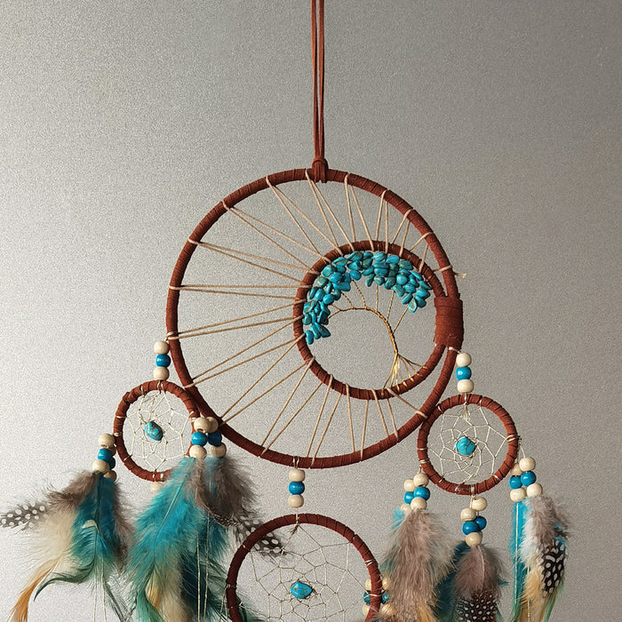 Wholesale Bohemian Style Green Iron Dream Catcher Pendant Life Tree Five Rings Door Hanging Decorative