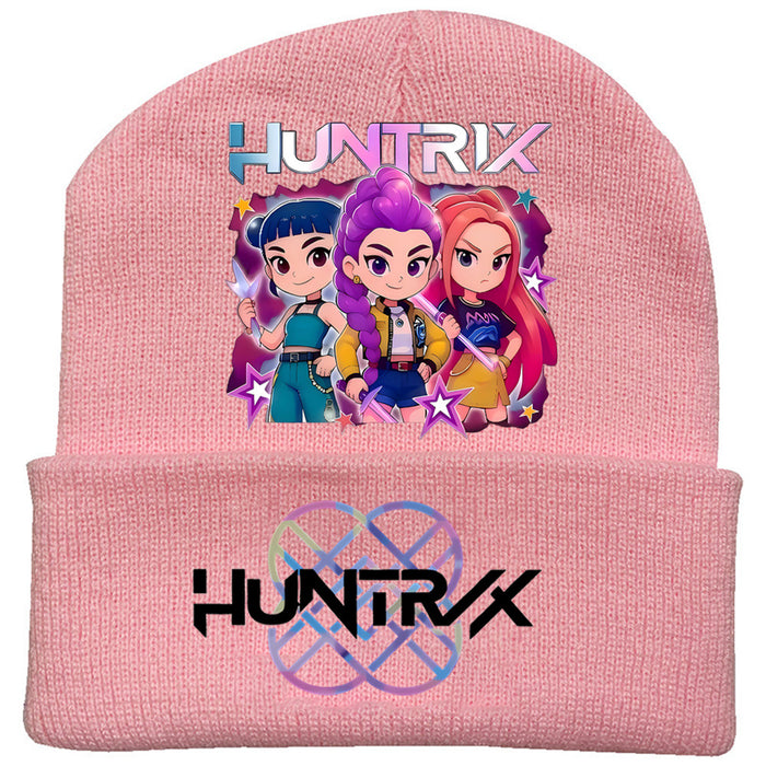 Wholesale Stylish knitted hat rolled brim and printed knit