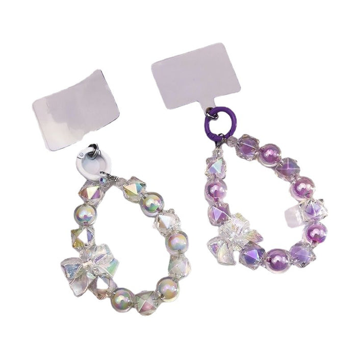 Wholesale Beaded Mobile Phone Chain Acrylic Beads in Beads Bow Wrist Lanyard