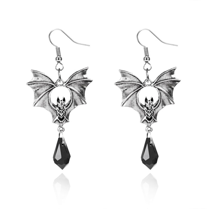 Wholesale Exaggerated  Earrings Exaggerated Dark Style Skull Bat  Pendant Earrings