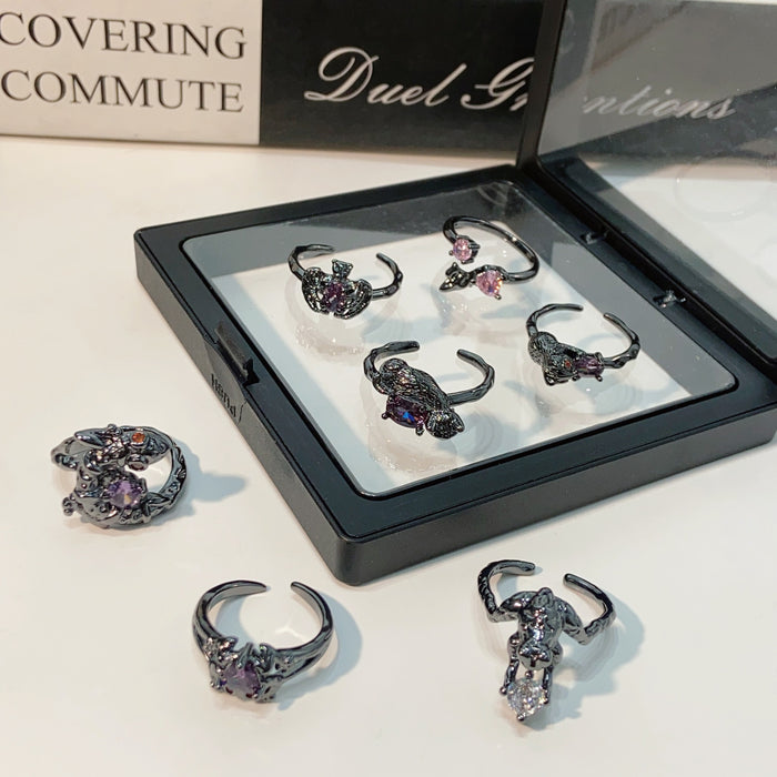 Wholesale Personalized Purple Diamond, Purple Zircon, Butterfly Open Ring, Stacked, Unique Design, High End Accessory Ring