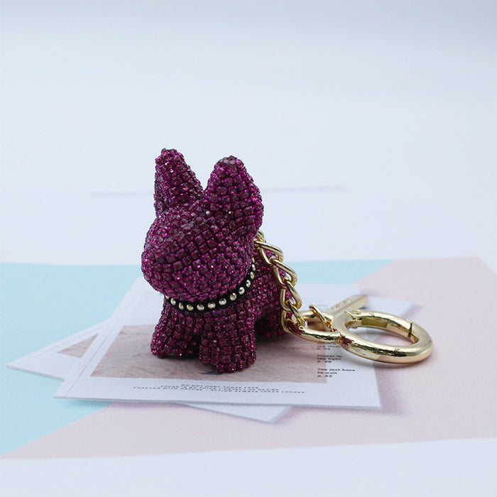 Wholesale diamond-encrusted puppy doll key chain key chain bag metal pendant