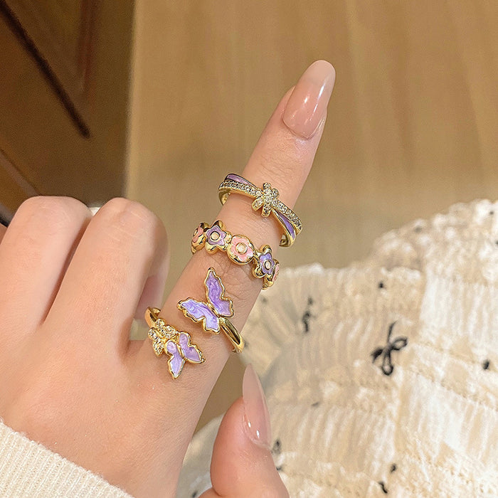 Wholesale Ring, light luxury, high-end, niche design, unique flower butterfly
