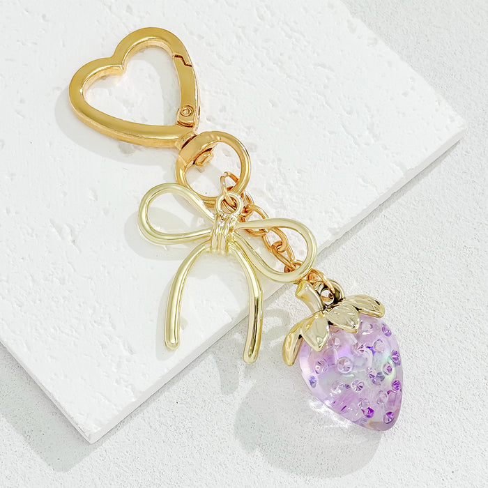 Wholesale Strawberry Pendant Bag Glitter Keychain Gift Valentine's Day