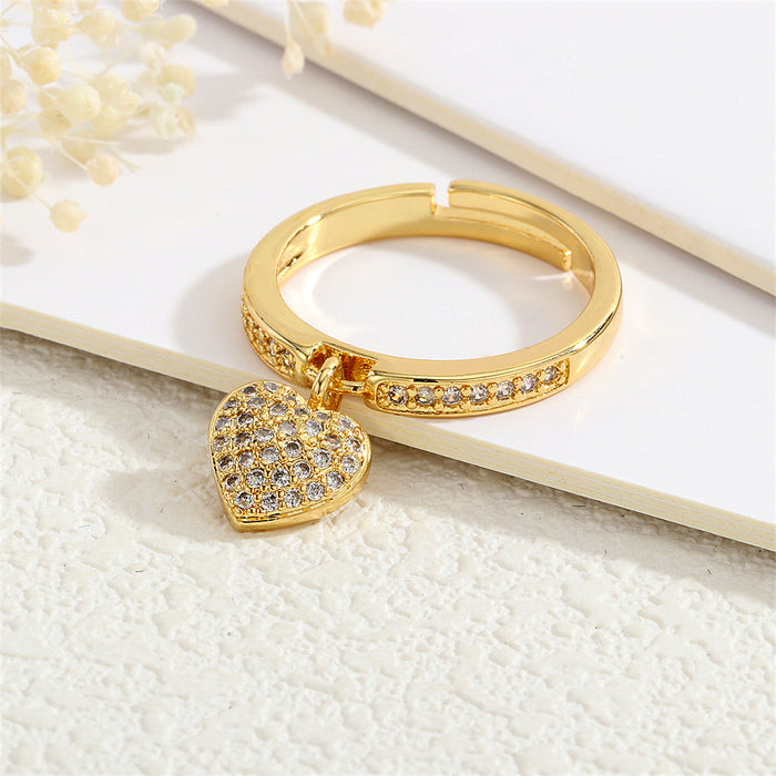 Wholesale Copper Plated 18K Gold Micro-Inlaid Zircon Love Pendant Ring JDC-RS-TianYi004