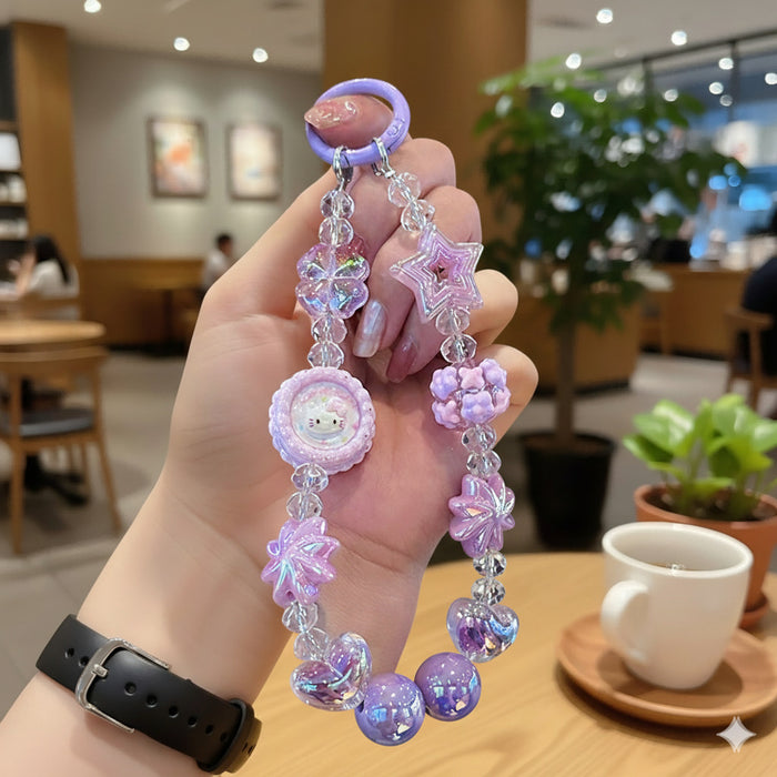 Wholesale Cartoon Cat Bowknot Short Beaded Keychain