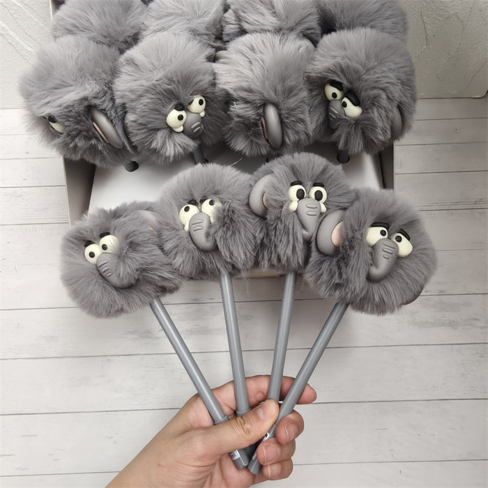 Wholesale Cute animal elephant pom-pom ballpoint pen