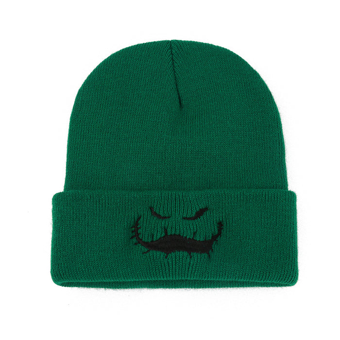Wholesale Christmas Eve Knitted Hat Knitted Hat  Ghost Face Hat Green Cold Hat