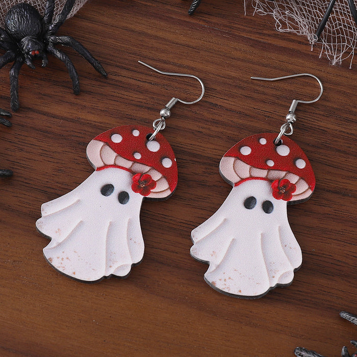 Wholesale  Cute Ghost Pendant Ear Wooden Gothic Double-sided Ear Jewelry