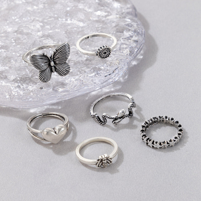 Wholesale Rings Butterfly Bee Love Heart Set of Six Rings  JDC-RS-C008