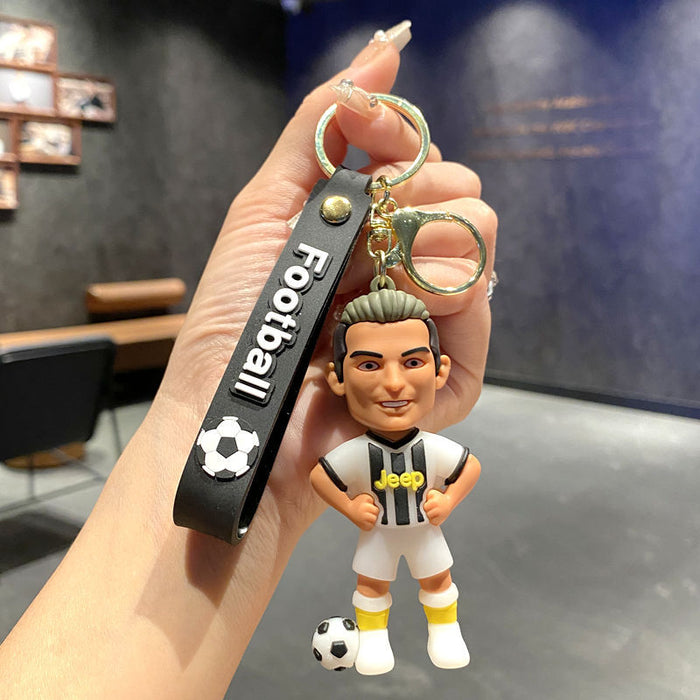Wholesale Metal Soccer Star Cartoon Keychain Decorative Car Key Accessory MOQ≥2