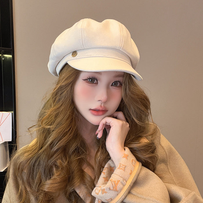 Wholesale Hat Women's Retro Octagonal Hat Versatile Beret Literary Newspaper Children's Hat