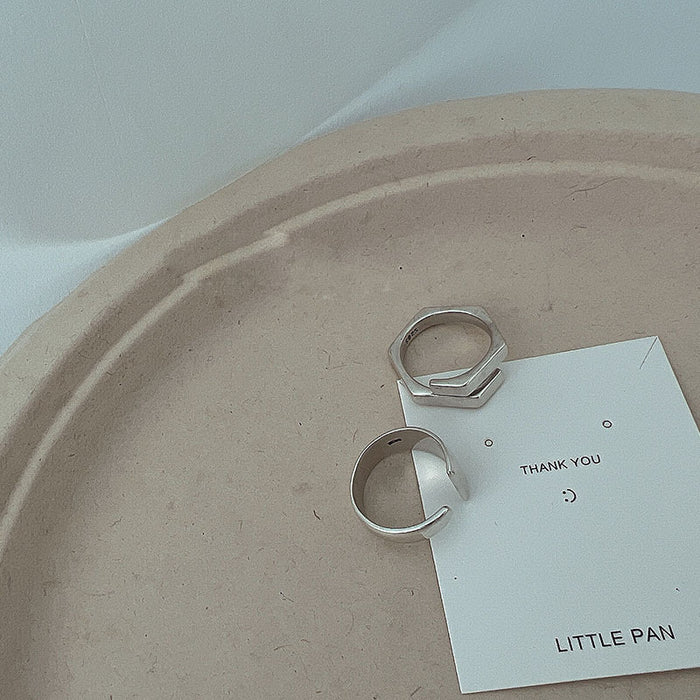 Wholesale  Silver Plated Ring Women's Korean Smoothed Cross  Adjustable Opening Ring