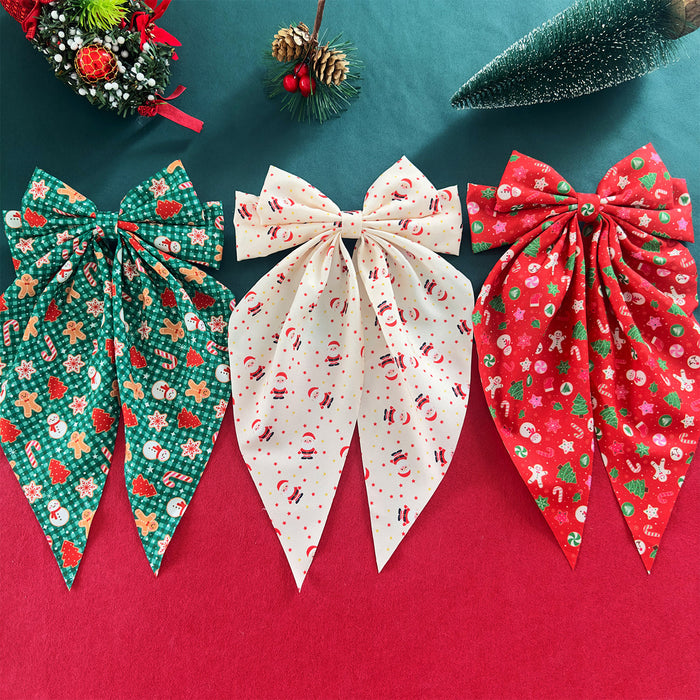 Wholesale Christmas gingerbread man bow hairpin  ribbon spring clip back of the head hairpin hair accessories