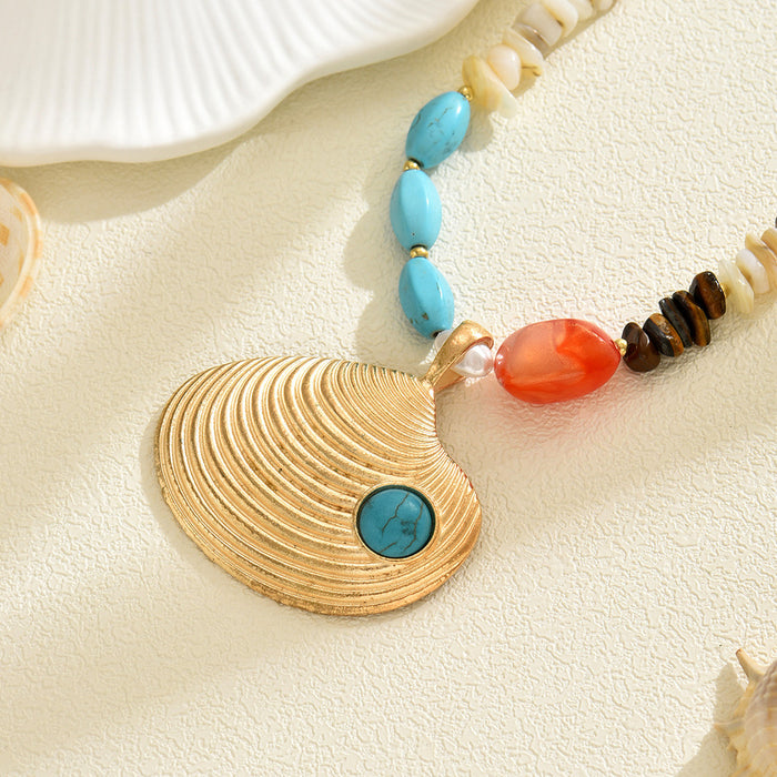 Wholesale Colorful design necklace, fashionable niche shell pendant necklace