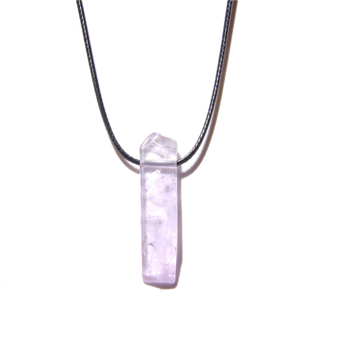 Wholesale Irregularly shaped raw stone flat tube pendant and stone bead necklace