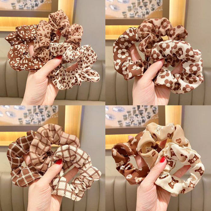 Wholesale Leopard Print Bear Intestine Ring Hair Scrunchies JDC-HS-HuiDi018