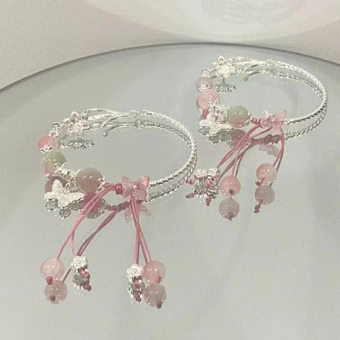 Wholesale Spring Cherry Blossom Pink Butterfly Bracelet Temperament Exquisite Design Bracelet High Color Value Sweet Student Bracelet